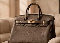 Brown textured leather handbag