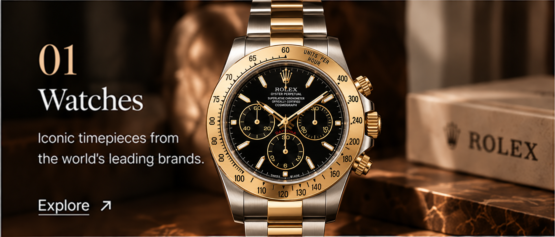 01 Watches — Iconic timepieces from the world's leading brands. Explore ↗